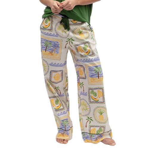 Cyberjammies Cora Green Postcard Print Wide Leg Pyjama Bottoms